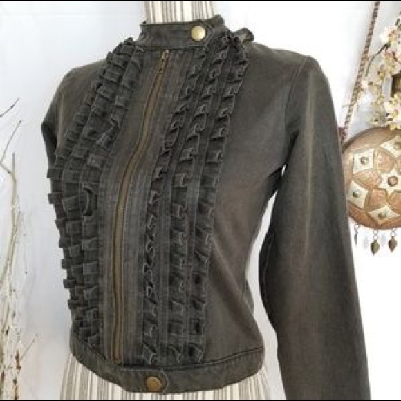 STELLA STAR Ruffled Faux Leather Moto Jacket - Picture 3 of 8